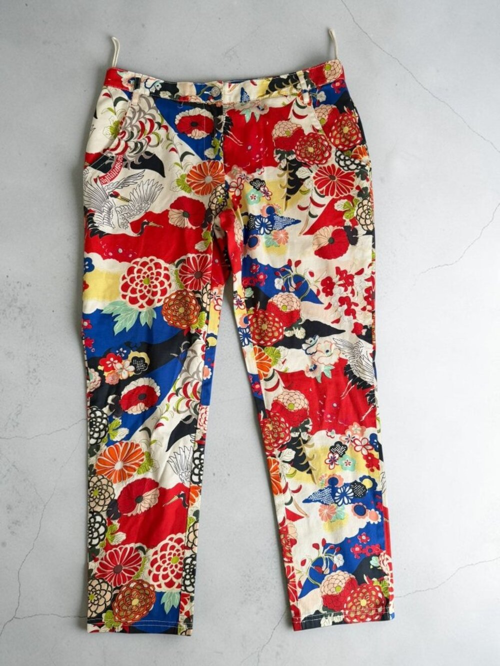 CARVEN Women’s Asian Cotton Blend Multicolor Ankle Pants Size 42 / US 12